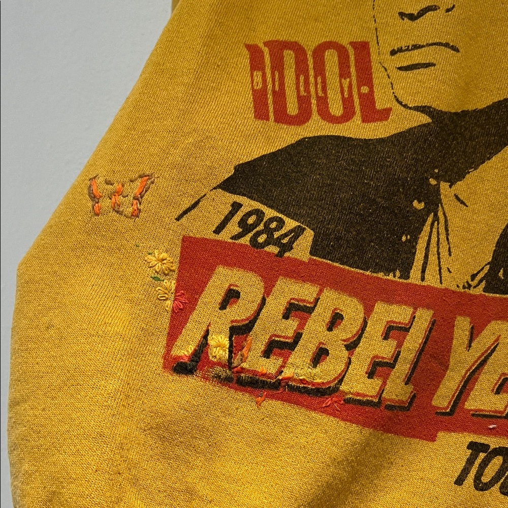 Vintage Rebel Yell Mustard Graphic Crew Neck Sweater - Picture 3 of 9